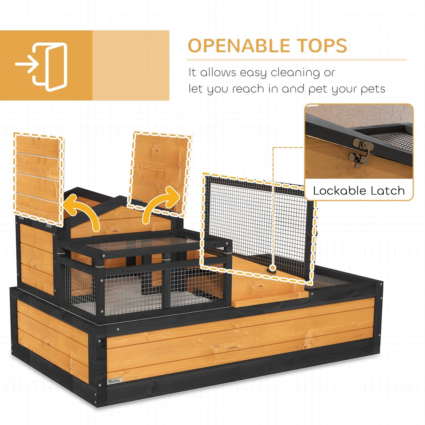 PawHut Wooden Tortoise House With Balcony And Roof Spacious Two Levels Easy Clean Tray Indoor Outdoor For Reptile Lovers