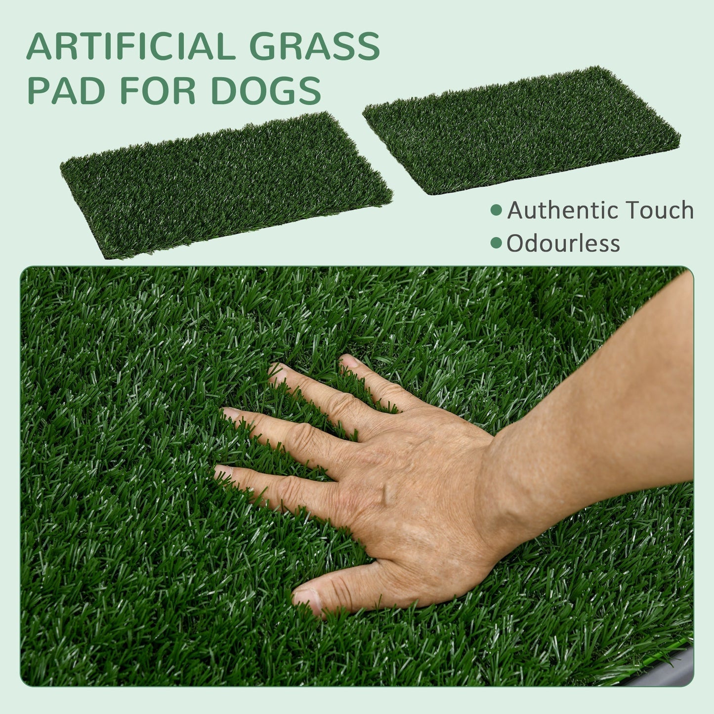 PawHut Realistic Artificial Grass Dog Toilet With Tray For Potty Training Indoor Outdoor 2 Pack 67x41cm