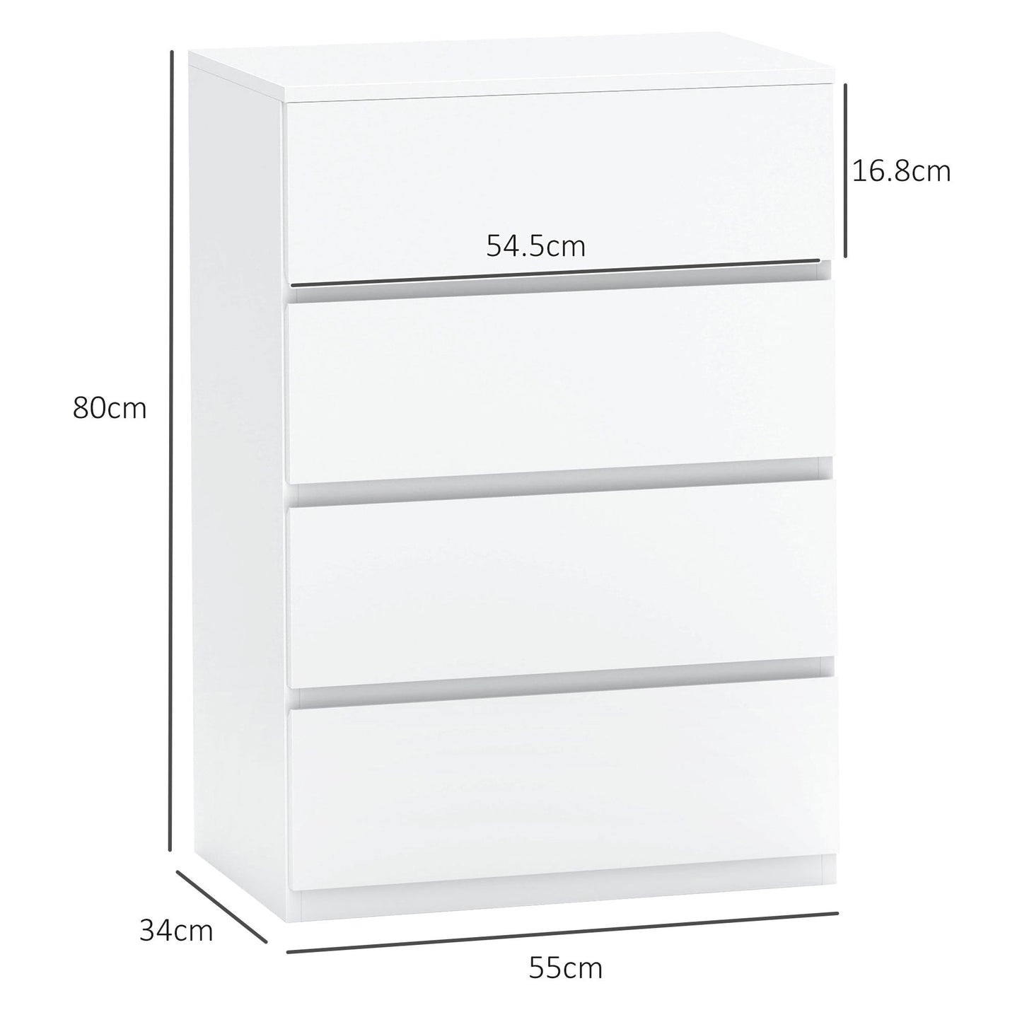 HOMCOM 4 Drawer Chest Of Drawers Modern Bedroom Dresser For Organization And Space Saving Storage Unit