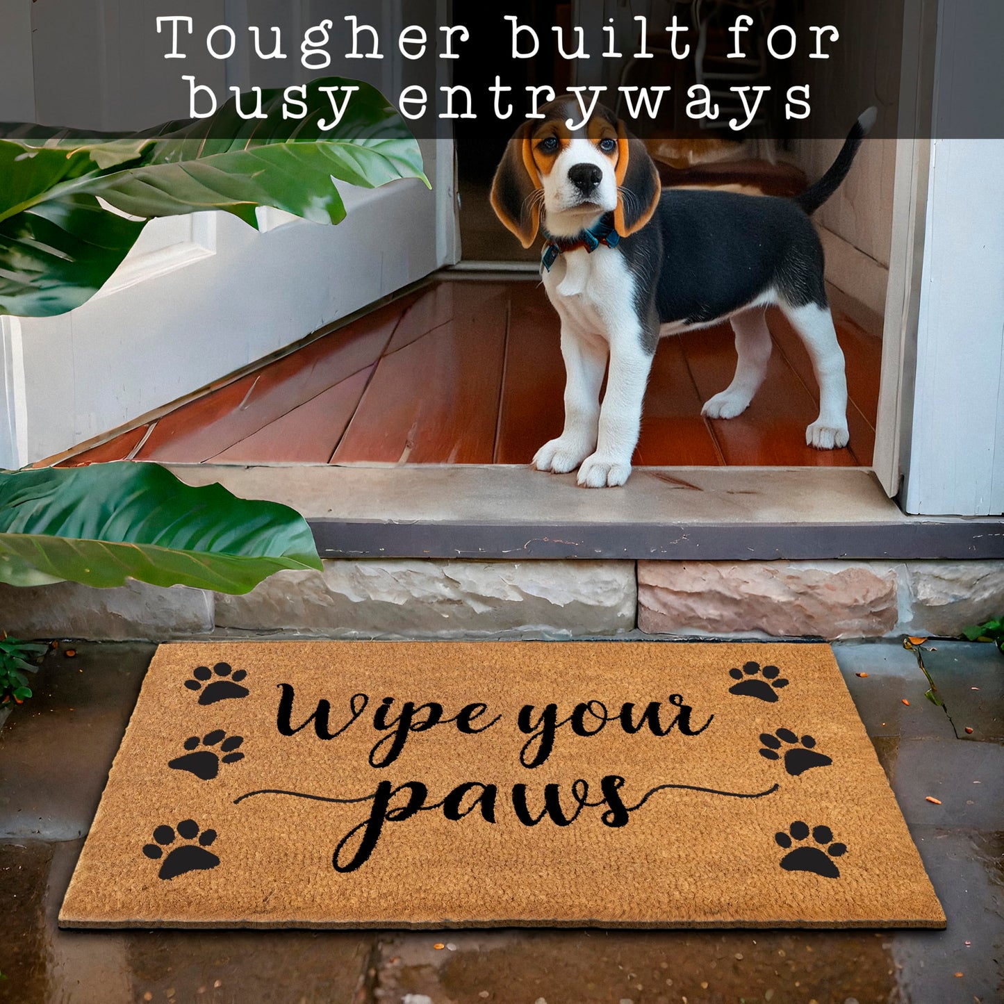 Coir Doormat Wipe Your Paws 30x17 Outdoor Farmhouse Entrance Mat Durable 0.6 Inch Height