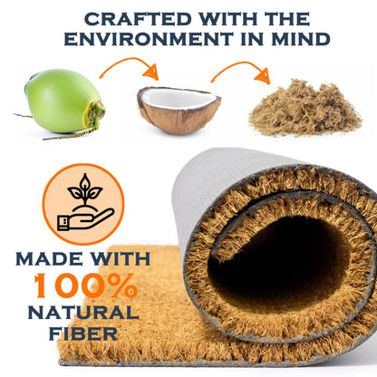 Coir Doormat Wipe Your Paws 30x17 Outdoor Farmhouse Entrance Mat Durable 0.6 Inch Height