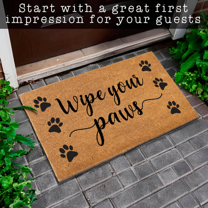 Coir Doormat Wipe Your Paws 30x17 Outdoor Farmhouse Entrance Mat Durable 0.6 Inch Height