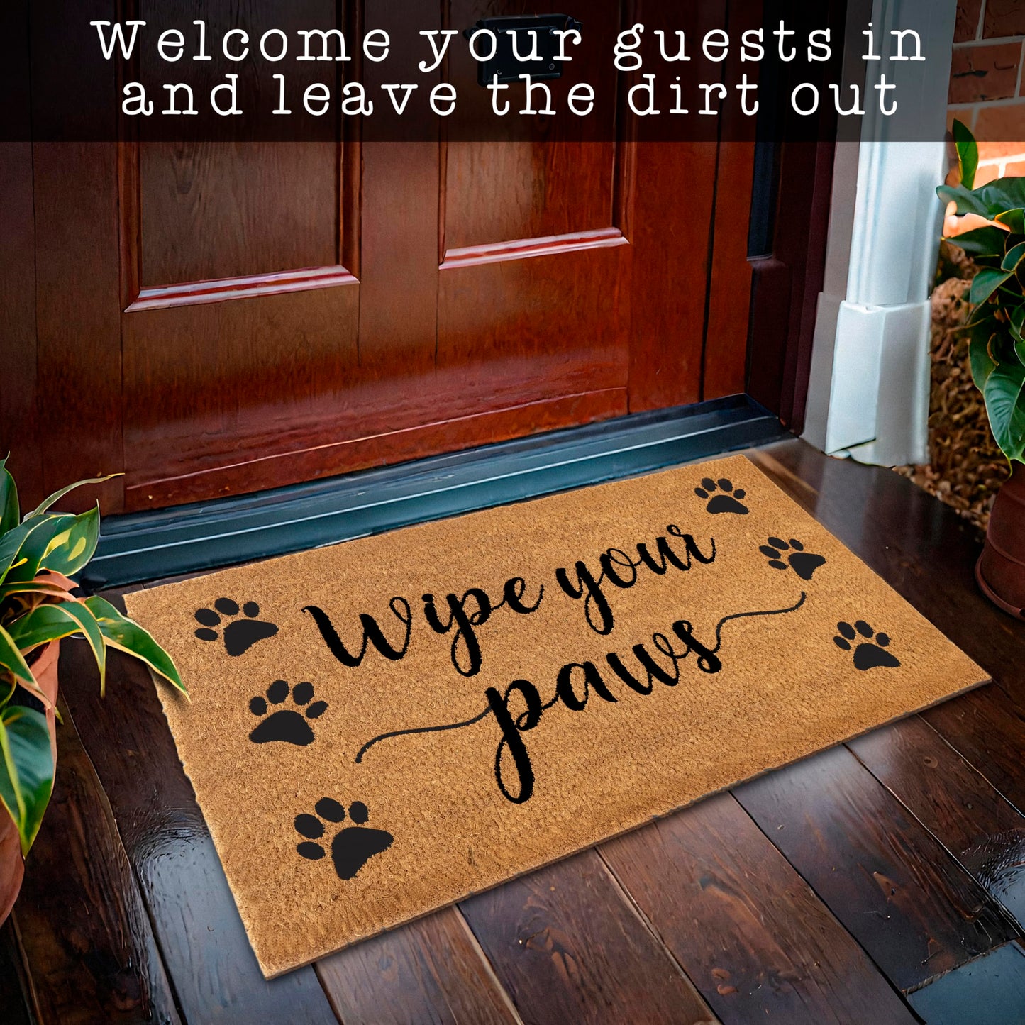 Coir Doormat Wipe Your Paws 30x17 Outdoor Farmhouse Entrance Mat Durable 0.6 Inch Height