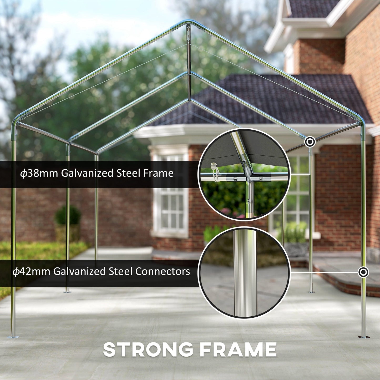 Outsunny 3x6m Heavy Duty Carport Shelter For Cars