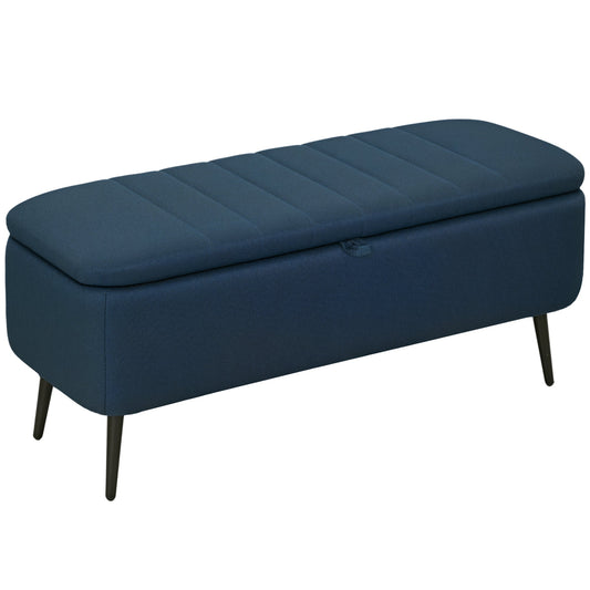HOMCOM Linen Look Storage Ottoman 92cm By 31cm For Living Room Padded Lid