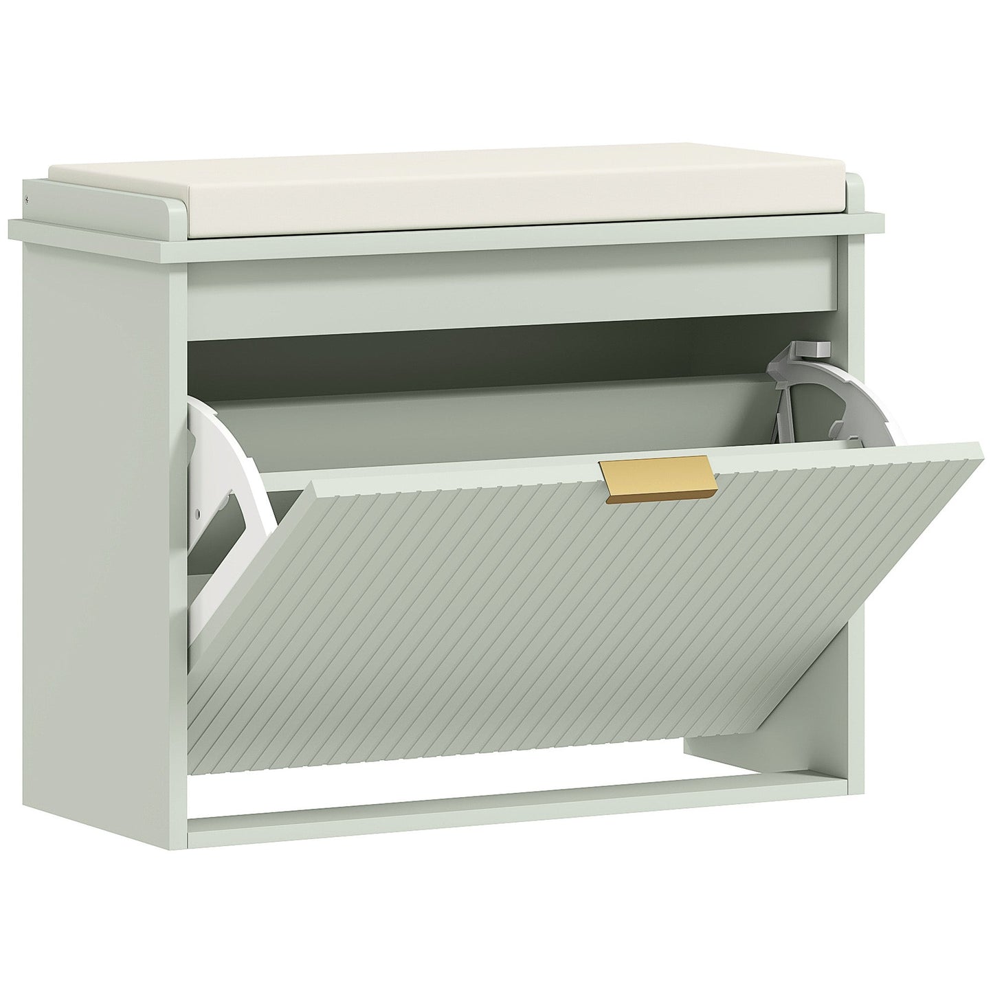 HOMCOM Elegant Shoe Bench With Top Seat Green, 120 Kg Capacity, Flip Drawer Storage, Entryway Organizer
