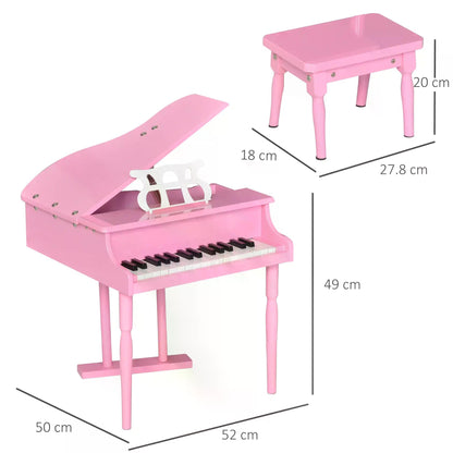 HOMCOM 30 Keys Mini Kids Piano With Music Stand And Bench Ideal Gift For Little Musicians Beginners