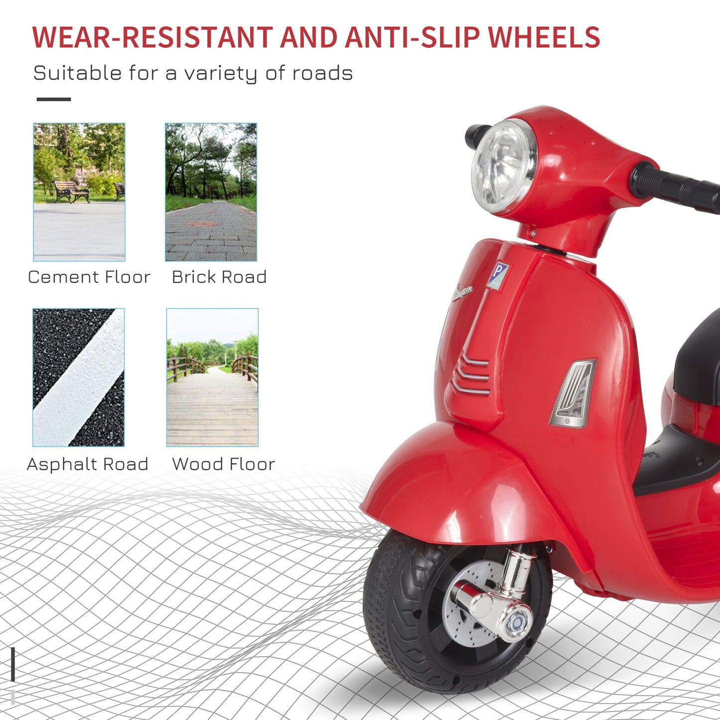 HOMCOM Vespa Licensed 6V Kids Ride On Motorcycle With Horn And Headlights For Ages 18 To 36 Months