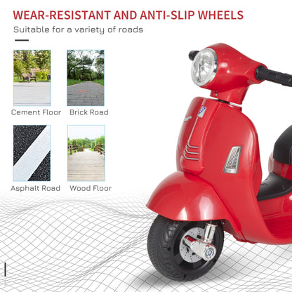 HOMCOM Vespa Licensed 6V Kids Ride On Motorcycle With Horn And Headlights For Ages 18 To 36 Months