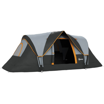Outsunny 6 Person Dome Camping Tent For Family Camping With Blackout Double Layer And Fibreglass Poles