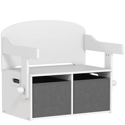 AIYAPLAY 3 In 1 Kids Storage Bench Convertible Table Chair Set With Bins