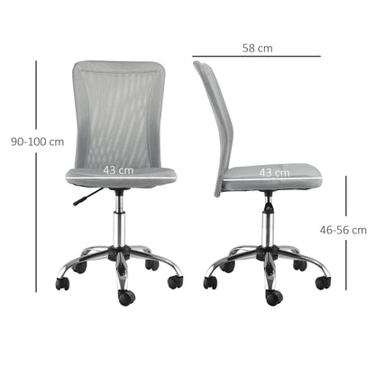 Vinsetto Office Chair With Mesh Back Rolling Wheels Adjustable Armless Desk Chair For Home Office