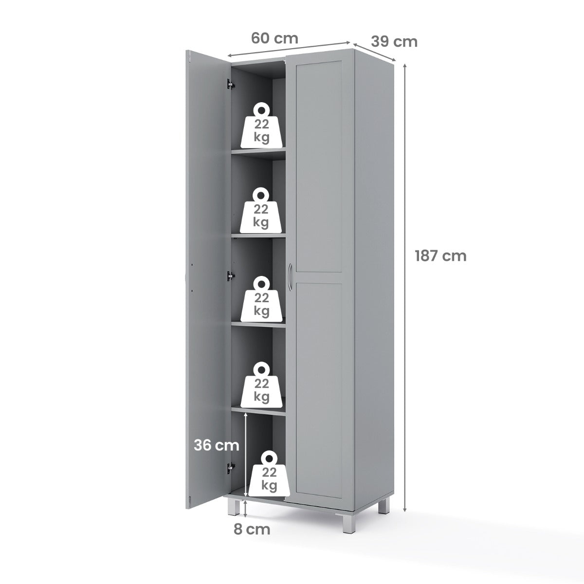 Double Door Tall Storage Cabinet With Adjustable Shelves And Anti Tilt Design For Home And Small Space