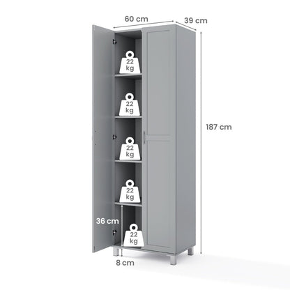 Double Door Tall Storage Cabinet With Adjustable Shelves And Anti Tilt Design For Home And Small Space