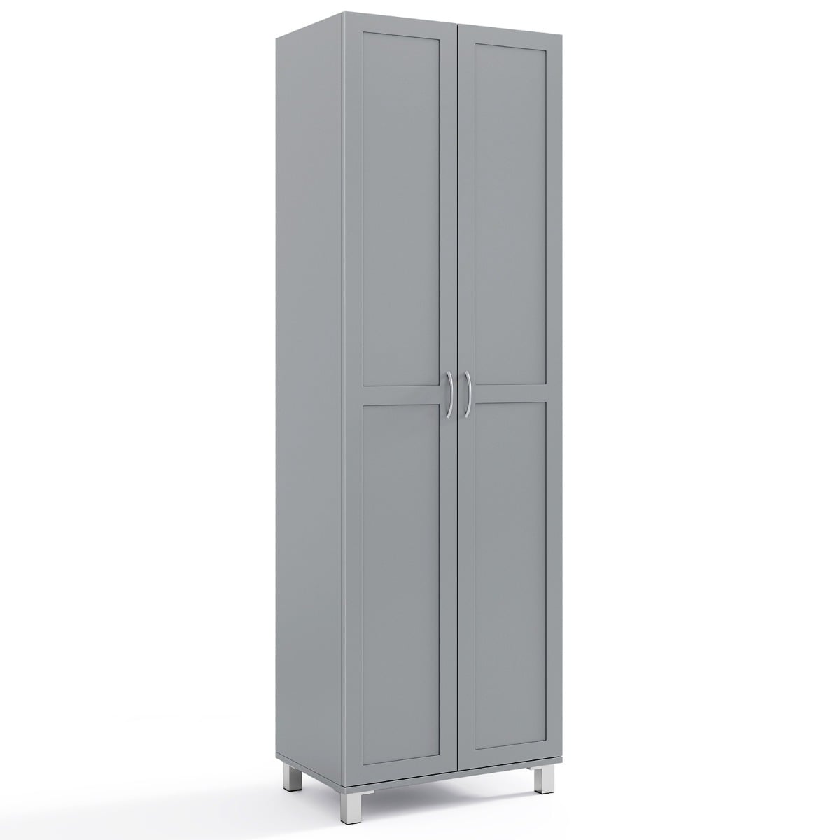 Double Door Tall Storage Cabinet With Adjustable Shelves And Anti Tilt Design For Home And Small Space