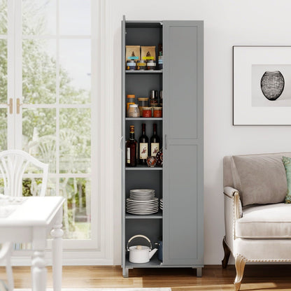 Double Door Tall Storage Cabinet With Adjustable Shelves And Anti Tilt Design For Home And Small Space