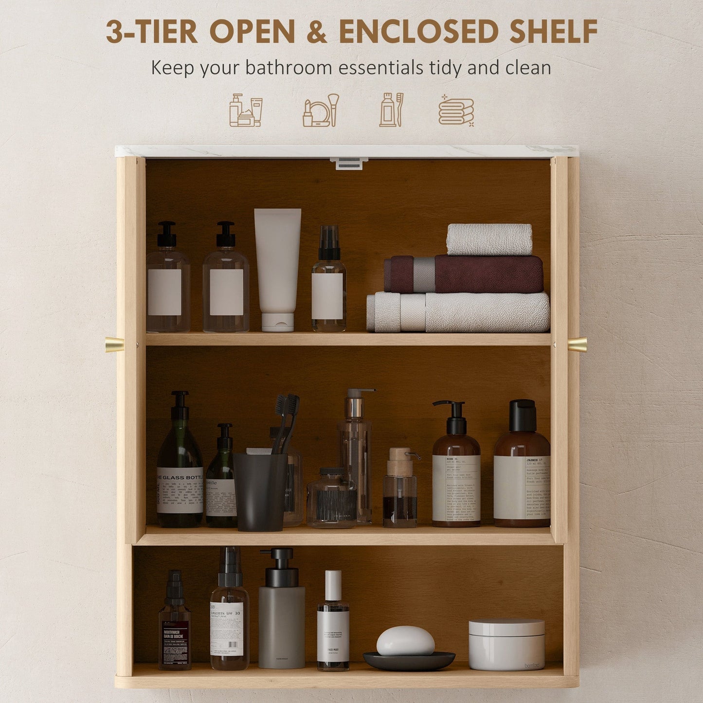HOMCOM Bathroom Wall Cabinet With Adjustable Shelf Space Saving Organizer For Small Bathrooms
