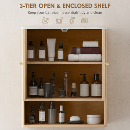 HOMCOM Bathroom Wall Cabinet With Adjustable Shelf Space Saving Organizer For Small Bathrooms