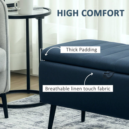 HOMCOM Linen Look Storage Ottoman 92cm By 31cm For Living Room Padded Lid