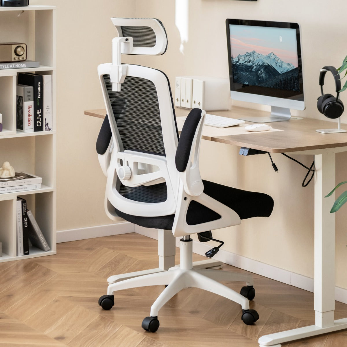 Ergonomic Office Chair With Adjustable Lumbar Support For Home Office Use White Premium