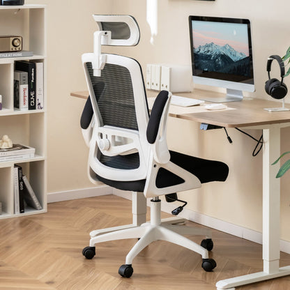Ergonomic Office Chair With Adjustable Lumbar Support For Home Office Use White Premium