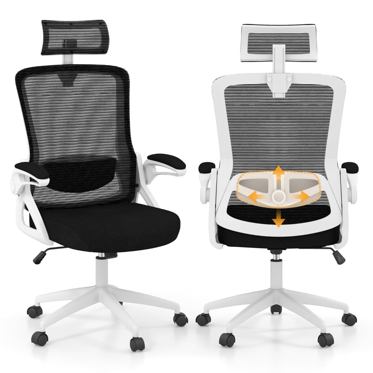 Ergonomic Office Chair With Adjustable Lumbar Support For Home Office Use White Premium