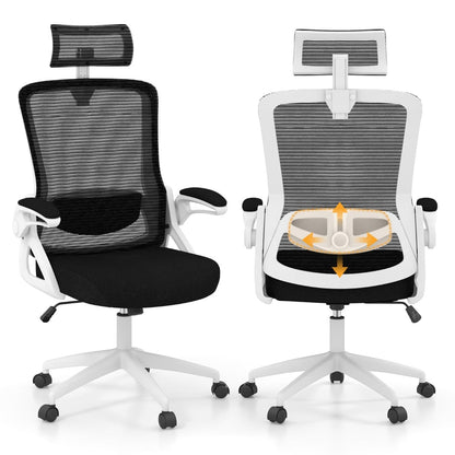 Ergonomic Office Chair With Adjustable Lumbar Support For Home Office Use White Premium
