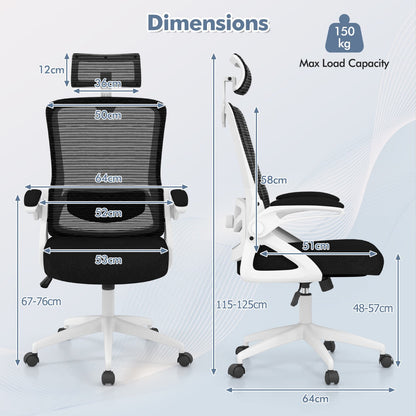 Ergonomic Office Chair With Adjustable Lumbar Support For Home Office Use White Premium