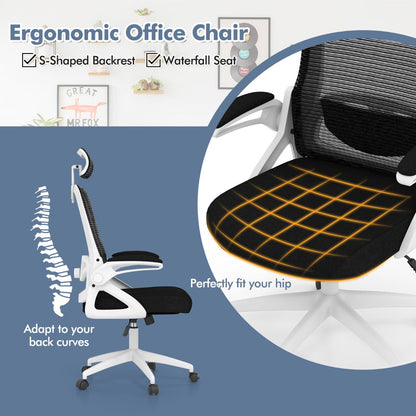 Ergonomic Office Chair With Adjustable Lumbar Support For Home Office Use White Premium