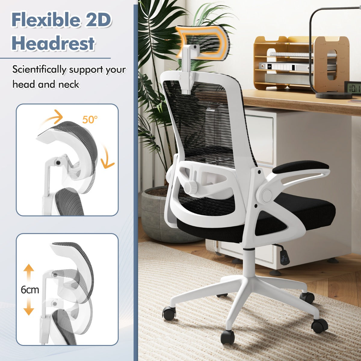 Ergonomic Office Chair With Adjustable Lumbar Support For Home Office Use White Premium