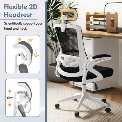 Ergonomic Office Chair With Adjustable Lumbar Support For Home Office Use White Premium