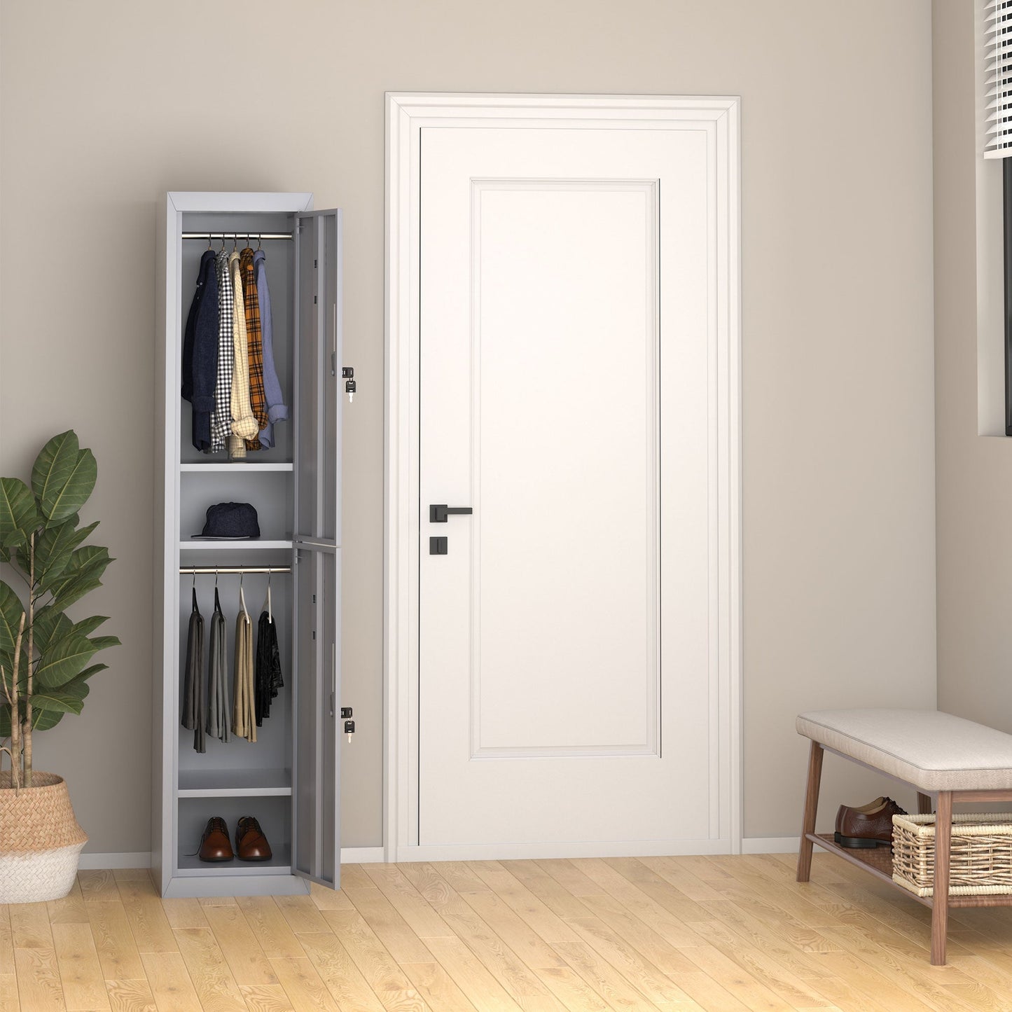 Vinsetto Locker Cabinet Storage In Cold Rolled Steel With Shelves Secure Vertical Cupboard For Office Gym Home Garage