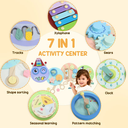 AIYAPLAY Caterpillar Busy Board With 7 Activities For Nursery Playroom Home Ages Three And Up Reduces Screen Time