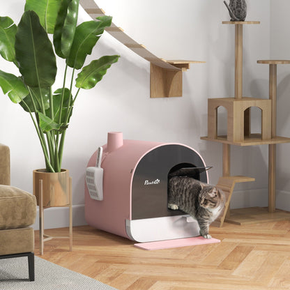 PawHut Hooded Cat Litter Box With Lid For Indoor Cats Odor Control Privacy Scoop