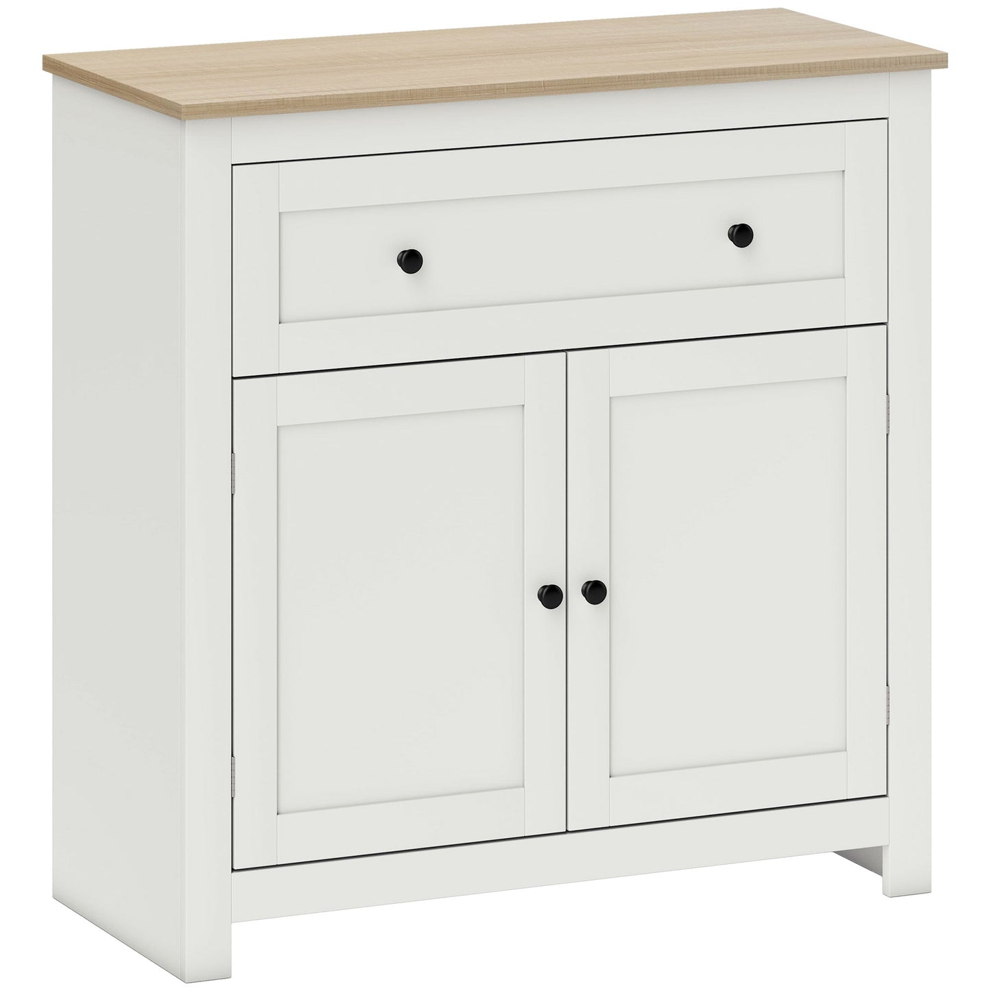 HOMCOM Sideboard Storage Cabinet For Living Rooms And Kitchens With Adjustable Shelf Drawer And Double Doors Cream White