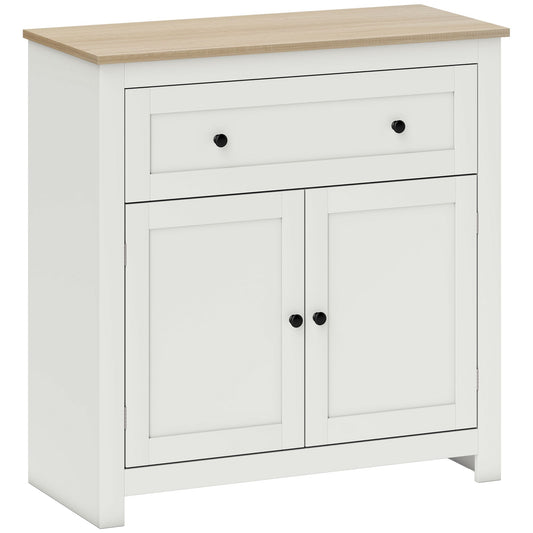 HOMCOM Sideboard Storage Cabinet For Living Rooms And Kitchens With Adjustable Shelf Drawer And Double Doors Cream White
