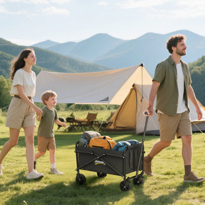 Outsunny 41L Festival Trolley On Wheels Heavy Duty Folding Wagon With Adjustable Handle For Beach Camping Festivals
