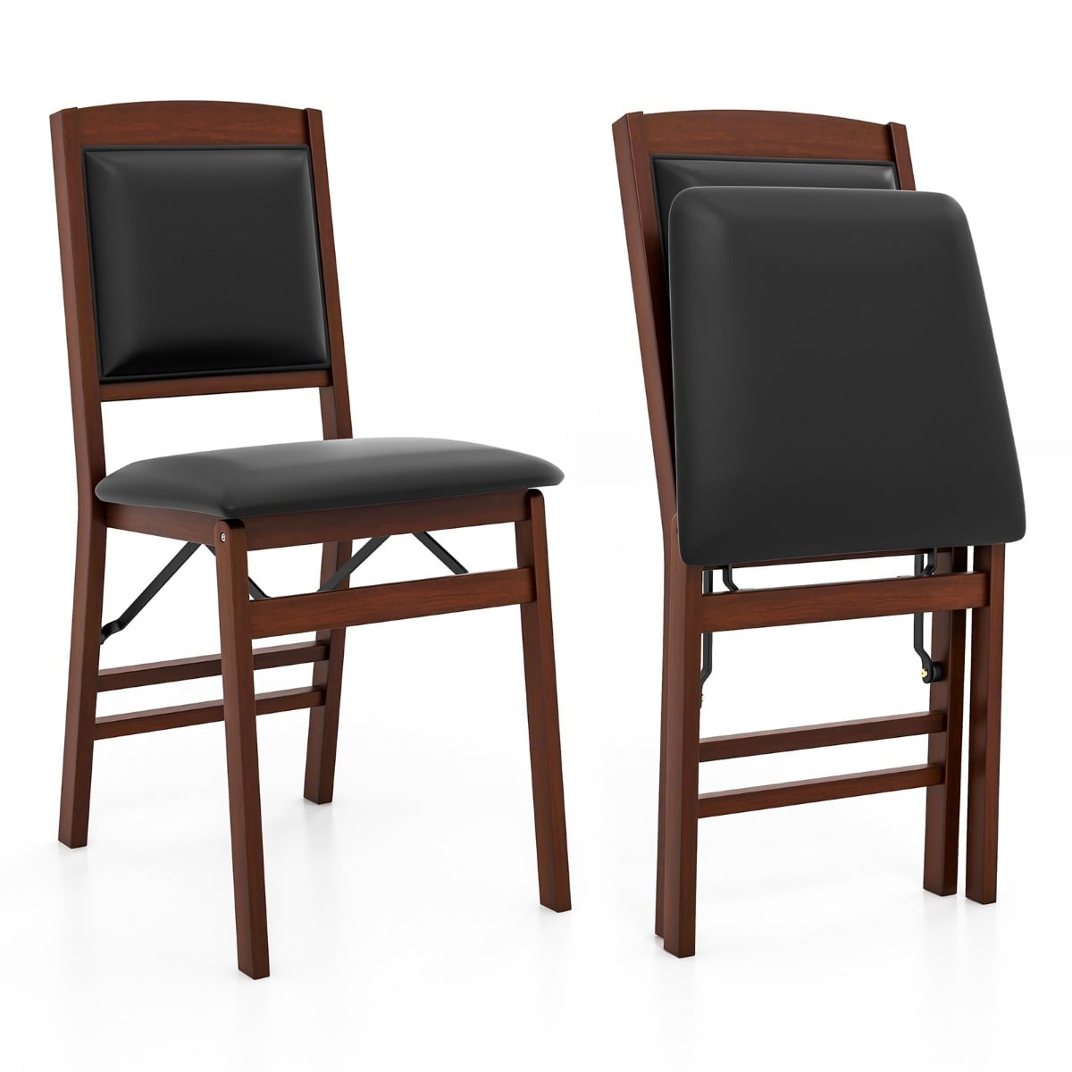 Dining Chair Set Of 2 With Padded Seat And Soft Backrest Foldable