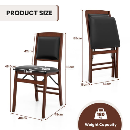 Dining Chair Set Of 2 With Padded Seat And Soft Backrest Foldable