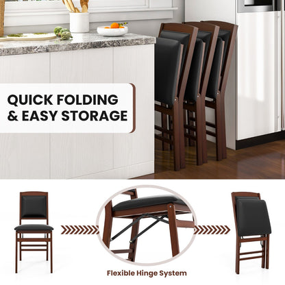 Dining Chair Set Of 2 With Padded Seat And Soft Backrest Foldable