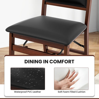 Dining Chair Set Of 2 With Padded Seat And Soft Backrest Foldable