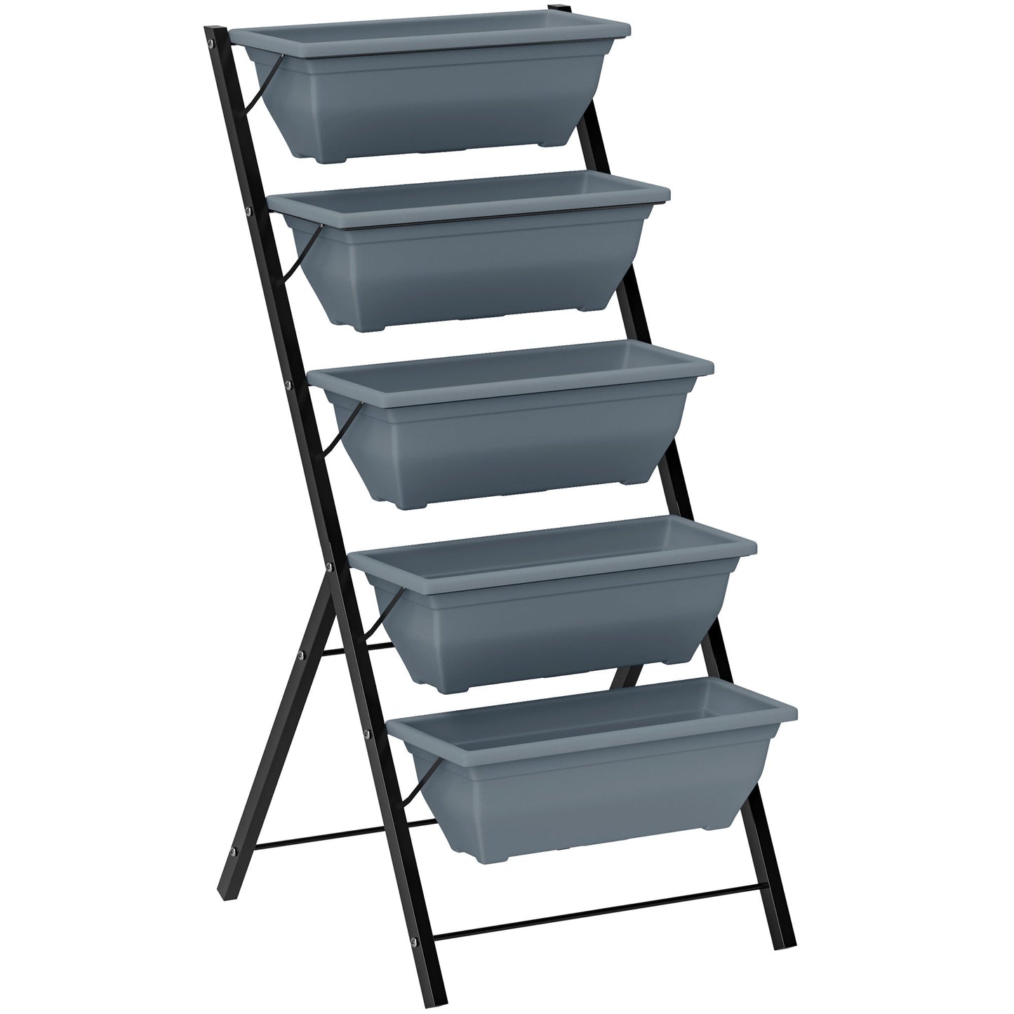 Outsunny 5 Tier Raised Garden Bed With Vertical Ladder 5 Removable Boxes Drainage Holes SpaceSaving For Patios