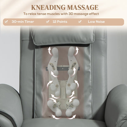 HOMCOM 3D Kneading Massage Recliner Chair For Home Use With Remote USB Side Pockets