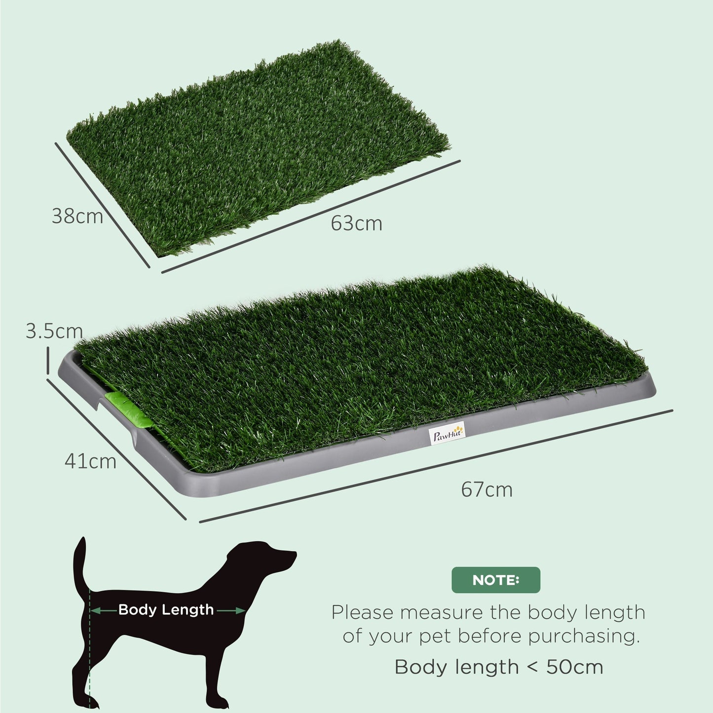 PawHut Realistic Artificial Grass Dog Toilet With Tray For Potty Training Indoor Outdoor 2 Pack 67x41cm