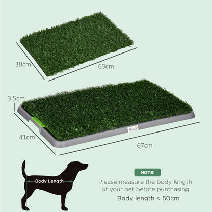 PawHut Realistic Artificial Grass Dog Toilet With Tray For Potty Training Indoor Outdoor 2 Pack 67x41cm