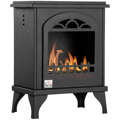 HOMCOM Ethanol Fireplace Free Standing Bioethanol Heater For Small Spaces Point Nine Liter Tank 3 Hour Burn Time Black