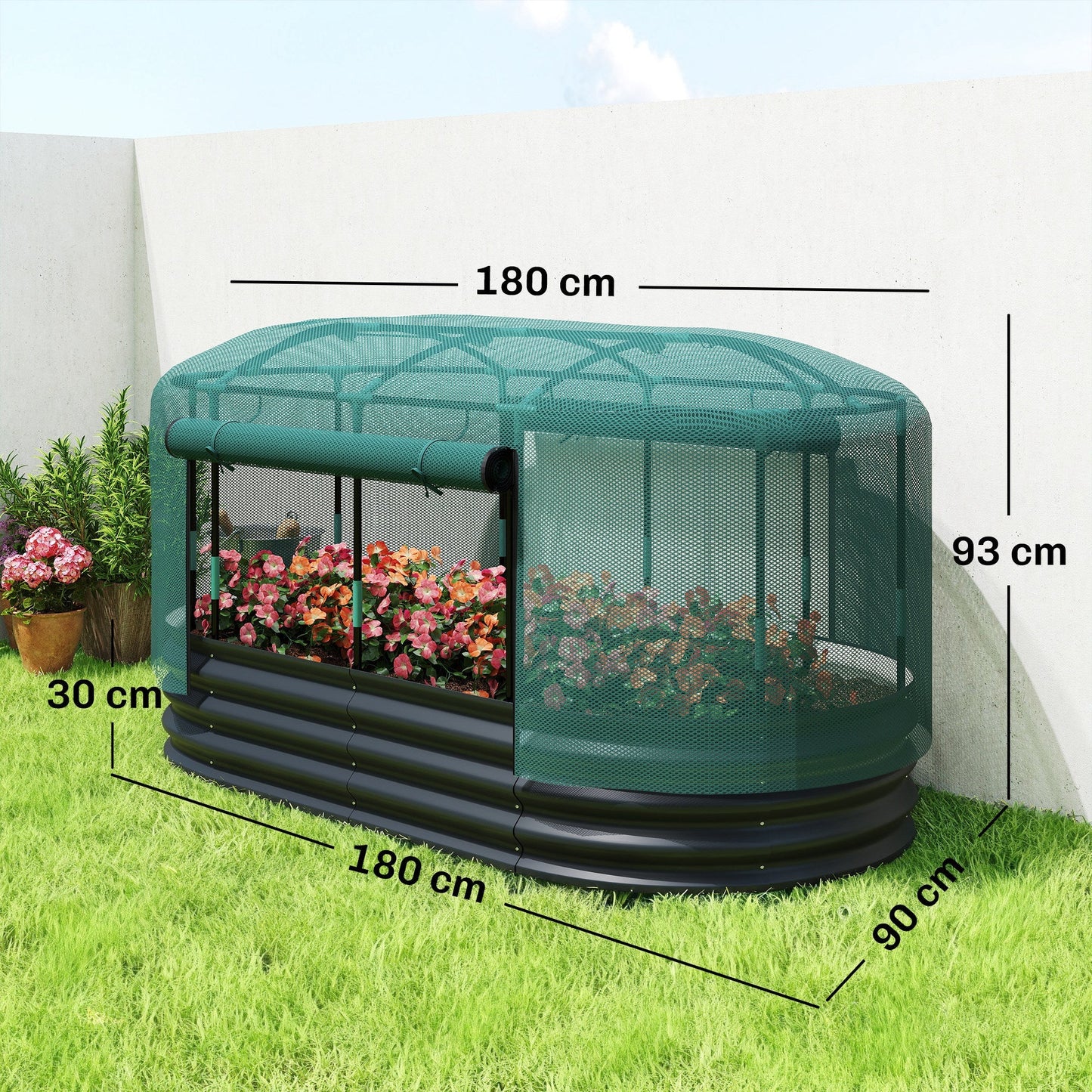 Outsunny Raised Garden Bed Kit With Self Watering System And Mesh Cover 6x3 Ft For Home Gardeners