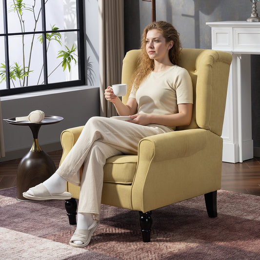 HOMCOM Wingback Accent Chair Retro Tufted Upholstered Chair