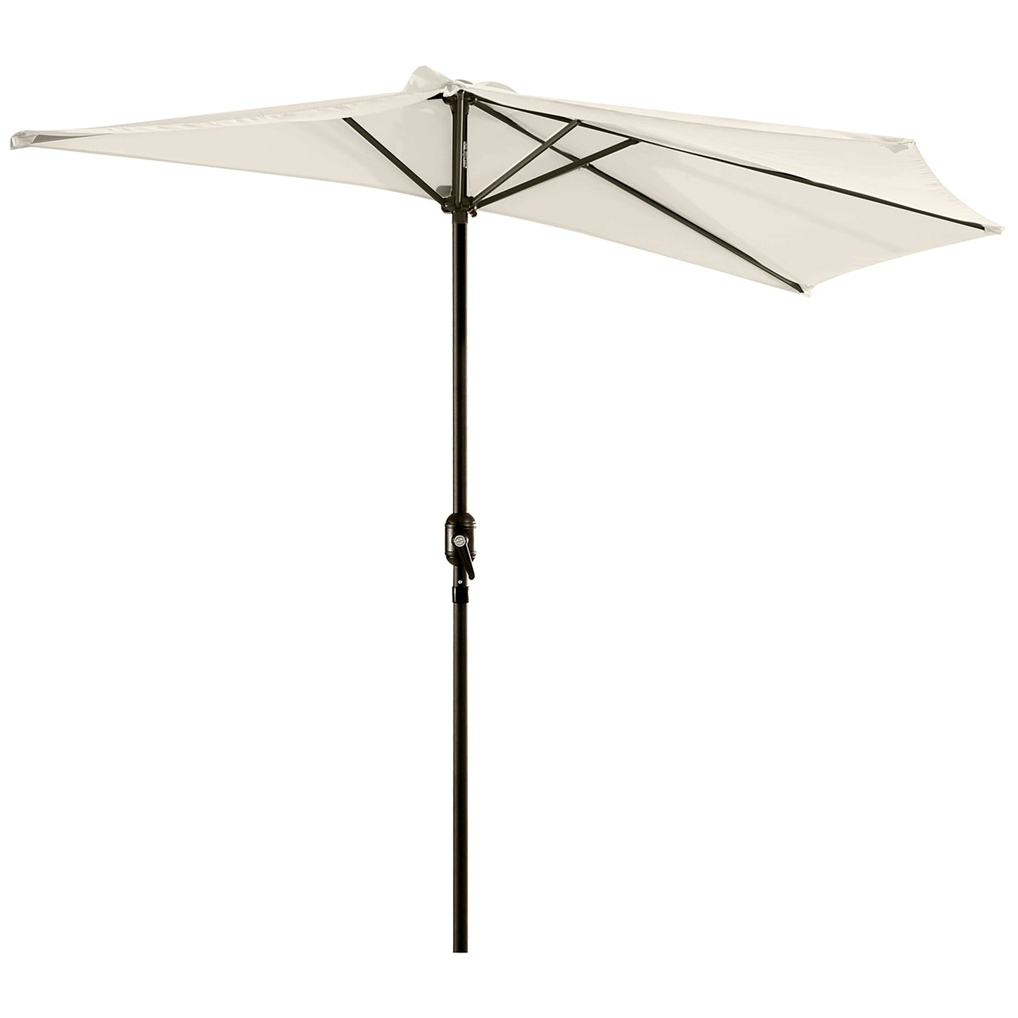 Outsunny 3m Half Parasol Wall Mounted Space Saving Balcony Garden Umbrella With Crank Handle Cream