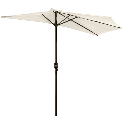 Outsunny 3m Half Parasol Wall Mounted Space Saving Balcony Garden Umbrella With Crank Handle Cream